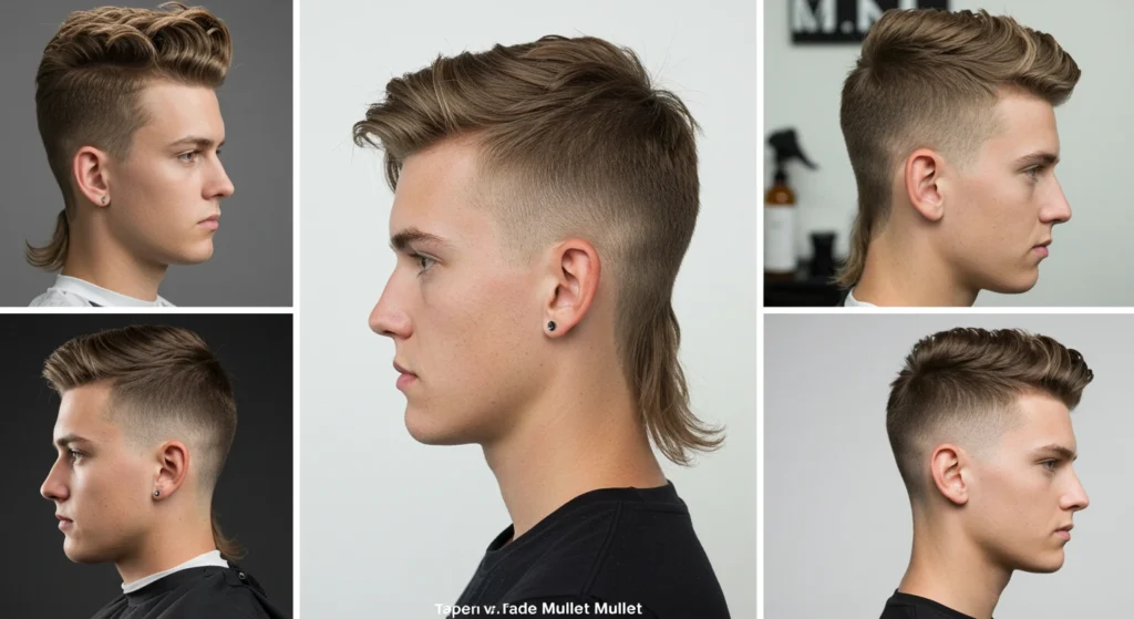 Comparison Corner of low taper fade mullet
