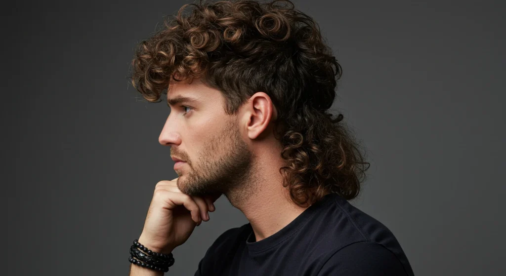 Modern mullet curly hair 