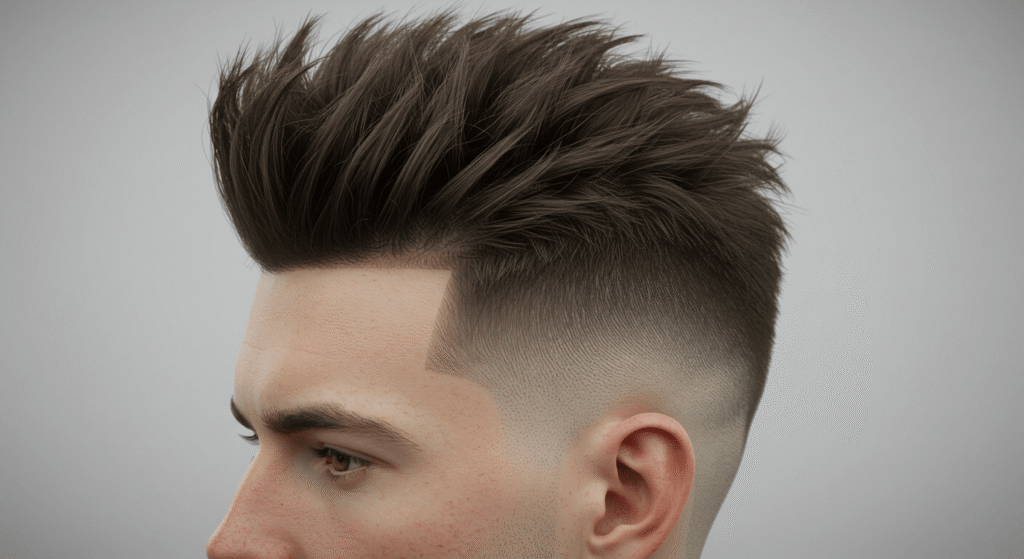Low taper haircut short spiky hair styled