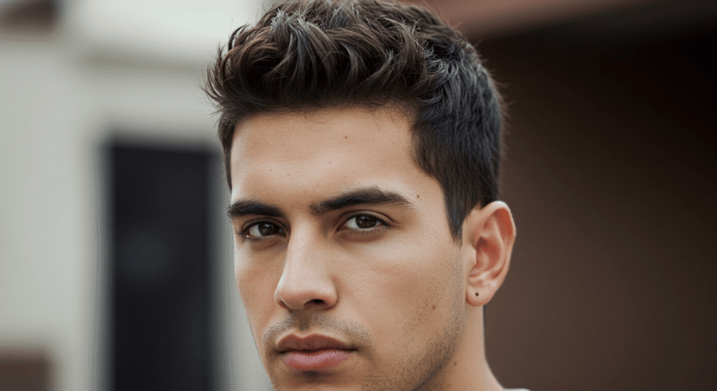 Textured short spiky haircut with choppy layers for natural volume