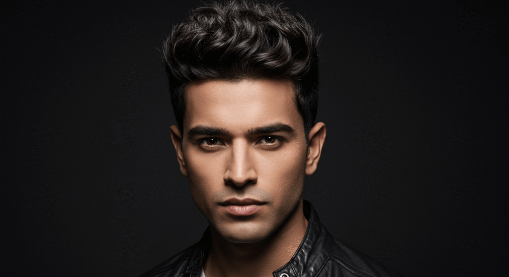 Medium-length spiky hairstyle with textured layers
