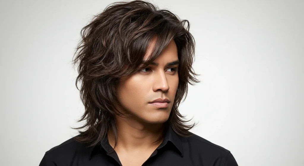 Long layered spiky hairstyle for men with textured height