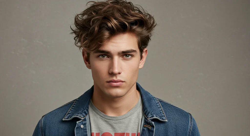 Tousled spiky hairstyle with natural wavy texture