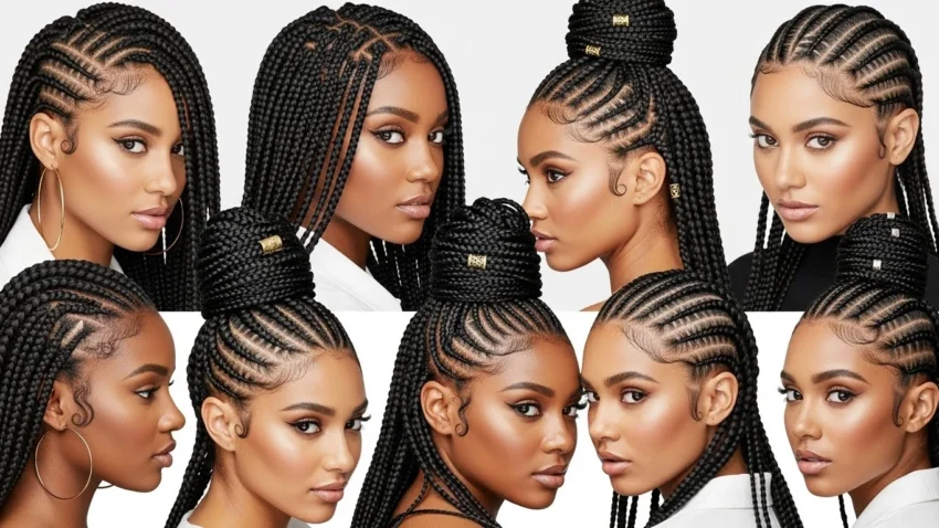 Cornrow hairstyles for women with sleek protective braids