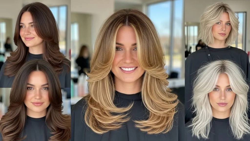 Trending hairstyles for women showcasing butterfly haircut layers