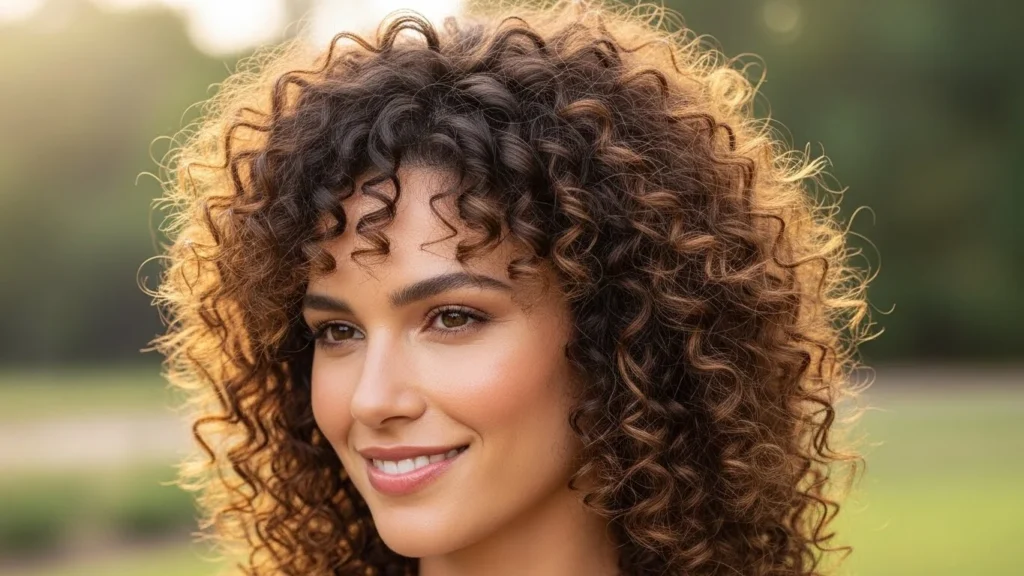 Natural curly haircut enhancing texture