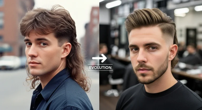 Modern mullet evolution comparing retro length with cleaner fades and texture