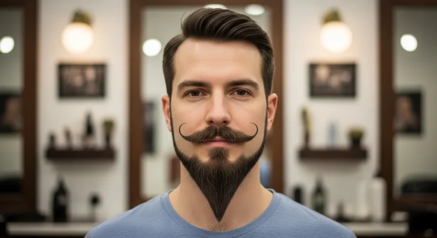 Defined facial hair with balanced jawline shaping