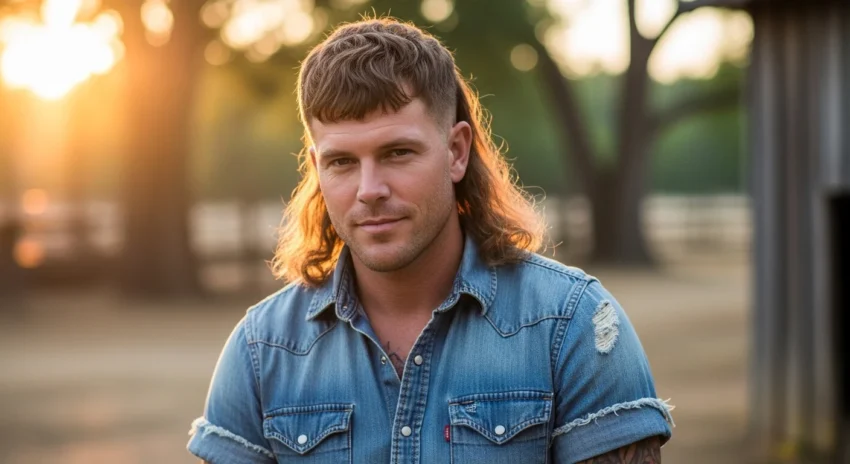 Classic country mullet with long flowing back