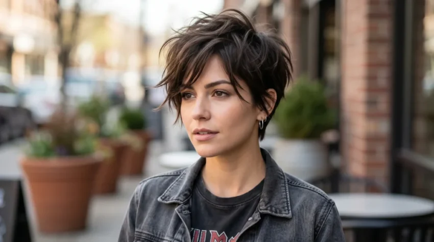 Edgy Messy Short Pixie Cut with soft texture and choppy layered volume