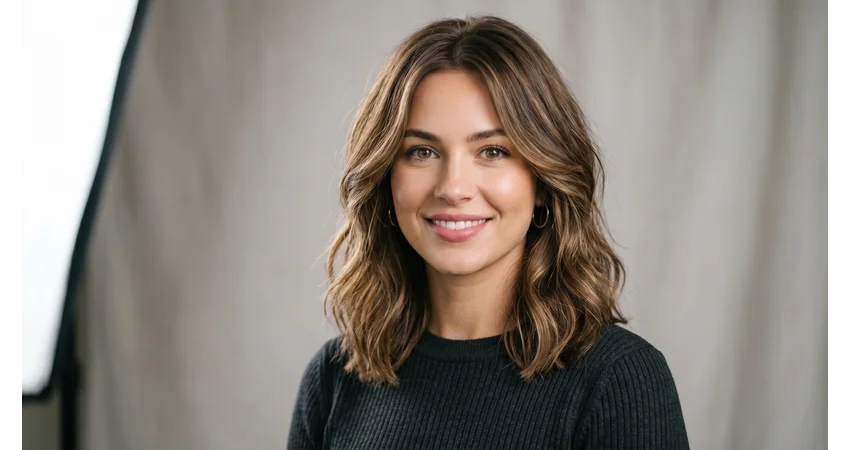 Medium Hair Cut for Girls with soft layers and natural shoulder-length texture