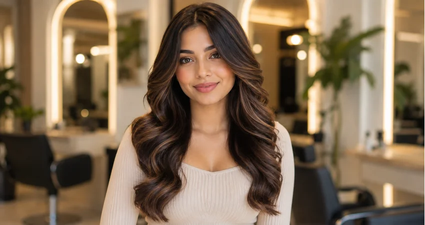 Elegant hairstyle showing a soft, flowing wave pattern