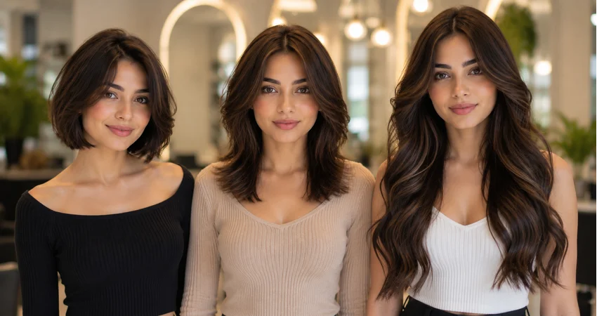 Hair length comparison for short, medium, and long styles