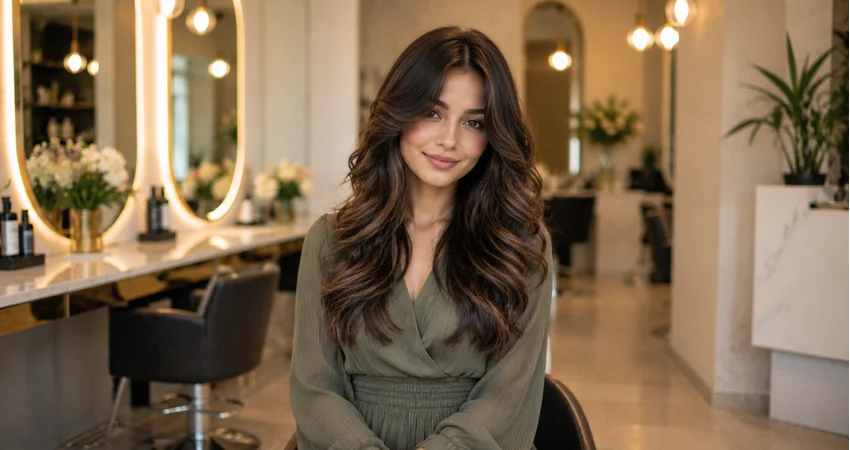 Waterfall waves hair on layered hair with added dimension
