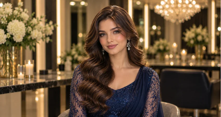 Polished waves styled for a formal evening event