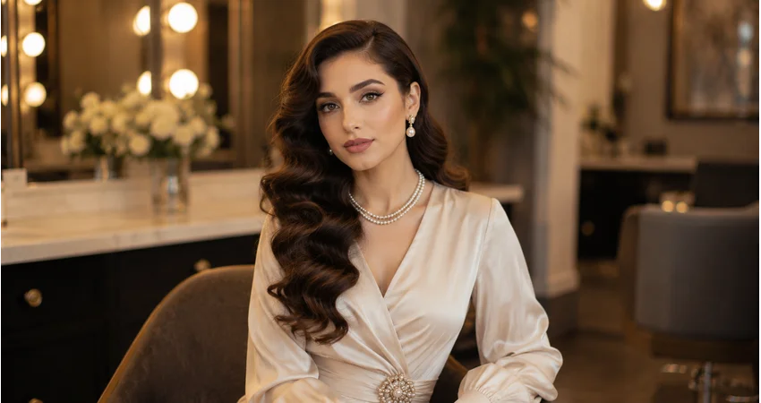 Vintage-inspired flowing waves with timeless glamour