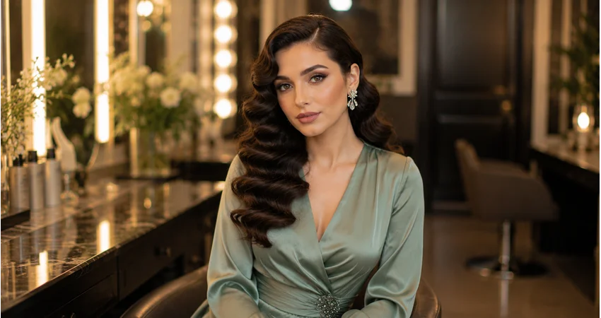 Finger wave-inspired style blending structured and soft waves
