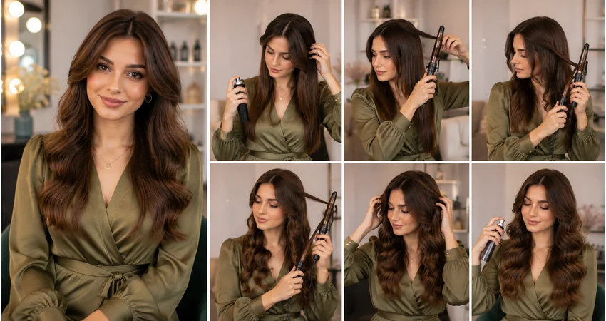 Step-by-step guide showing soft, flowing waves