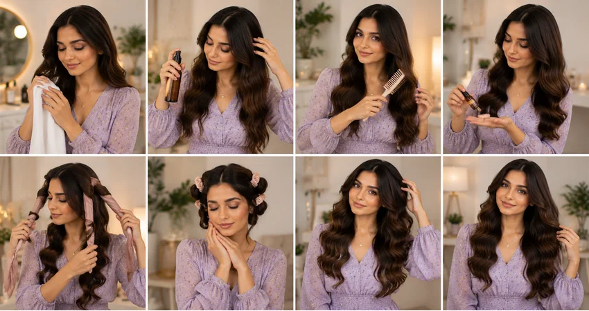 Daily hair care routine for long-lasting glossy waves