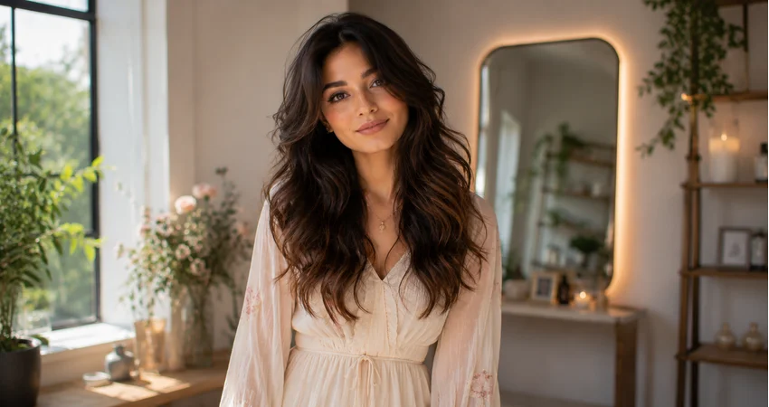 Natural wavy hair with enhanced texture and movement
