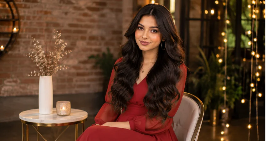 Curly hair transformed into smooth, flowing waves