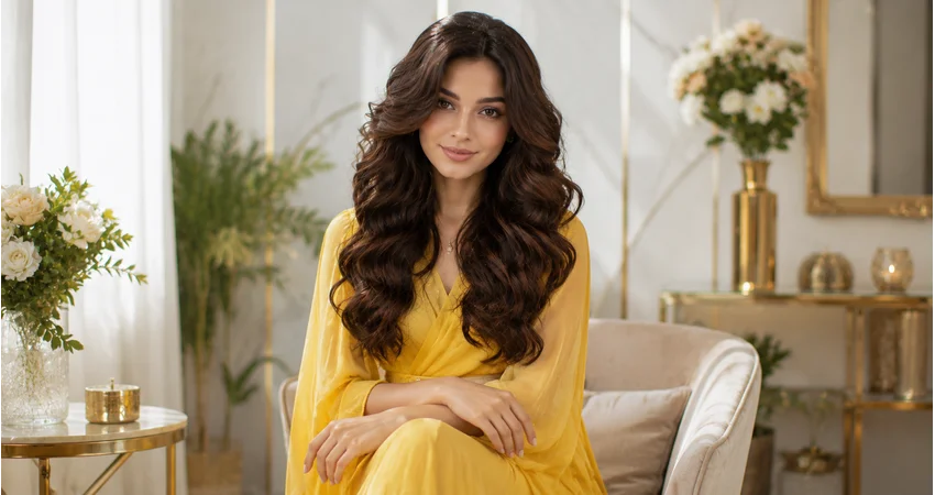 Thick hair with full, voluminous cascading waves