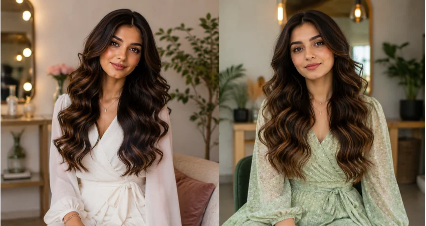 Waterfall waves hair compared with relaxed beach waves