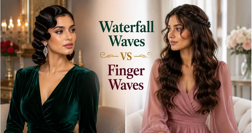 Finger waves beside soft flowing waterfall waves