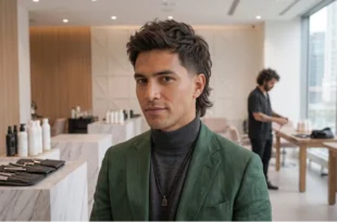 Business casual mullet with a clean taper and textured layers